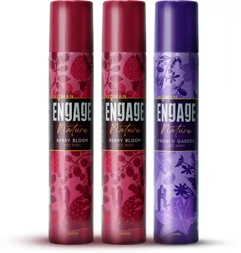  Engage Nature Deo: 2 Berry Bloom & 1 French Garden (150ml X 3) Deodorant Spray